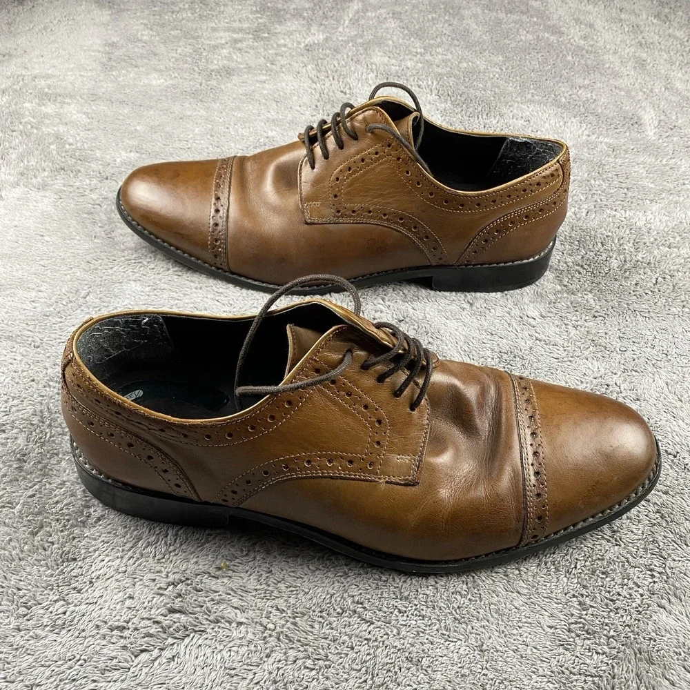 Nunn Bush Brown Leather Oxford Dress Shoes‎ Mens Size 10.5 M Comfort Gel